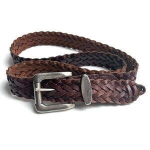 Vintage Perry Ellis Brown Braided Leather Unisex Belt 41" Long